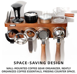 Soporte de Madera Multiusos <span class=keywords><strong>para</strong></span> Accesorios de Espresso: Estante de Almacenamiento <span class=keywords><strong>para</strong></span> Tamper, Distribuidor y Portafiltro de Café - Product Image 4