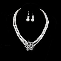 Nouvelle tendance Vintage femmes fleur perle colliers et boucles d'oreilles ensemble mariée ensemble de bijoux de mariage