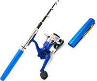 Ensemble canne à pêche spinning en fibre de verre pour eau douce 1,8m 2,1m avec moulinet et kit de 23 leurres