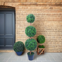 Vente en gros de feuilles artificielles d'intérieur et d'extérieur buis topiaire arbre à boules vertes bonsaï arbre artificiel à trois boules