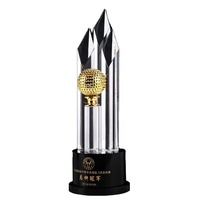 Balle de Golf en métal personnalisée haut de gamme Base noire trophée personnalisé honneur trophée en cristal Transparent cadeau Souvenir