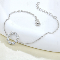 Bracelet à breloques circulaires en argent sterling 925 plaqué rhodium avec zircone cubique, réglable, bijoux de mariée, vente en gros