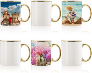 Taza <span class=keywords><strong>de</strong></span> Sublimación Blanca <span class=keywords><strong>de</strong></span> 11 oz con Borde y Asa Dorados, Taza <span class=keywords><strong>de</strong></span> Café <span class=keywords><strong>de</strong></span> Cerámica Personalizada - Product Image 3
