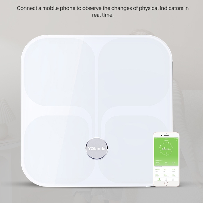 Bilancia Intelligente Bluetooth Per Grasso Corporeo - Vetro Temperato, 13 Misurazioni, App OKOK Health Sincronizzabile Con Google Fit E Apple Health