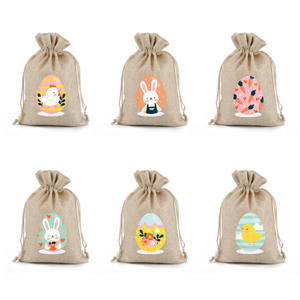 Sacs cadeaux en toile <span class=keywords><strong>de</strong></span> jute personnalisés en usine, motif <span class=keywords><strong>lapin</strong></span> <span class=keywords><strong>de</strong></span> Pâques <span class=keywords><strong>de</strong></span> <span class=keywords><strong>dessin</strong></span> animé, pour la remise <span class=keywords><strong>de</strong></span> diplômes, vente en gros, imprimés par transfert thermique, avec cordon <span class=keywords><strong>de</strong></span> serrage, peints à l'œuf - Product Image 2