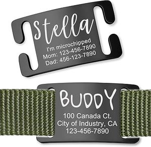 Plaque d'identification personnalisée pour <span class=keywords><strong>chien</strong></span> et <span class=keywords><strong>chat</strong></span>, étanche, en métal, gravée double face, accessoire pour collier - Product Image 6