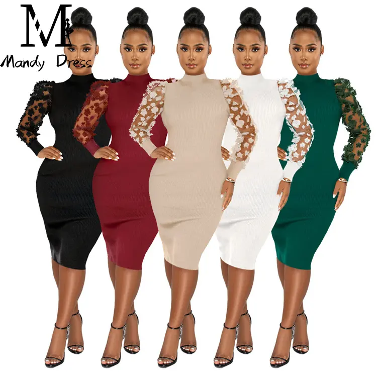 Fashion Ladies Cocktail Dress Mesh Patchwork Party Plus Size Women's Clothing Bodycon Dresses