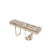 Table d'appoint moderne de luxe avec plateau en pierre intégré, pieds en acier inoxydable et tiroirs, meuble décoratif artistique pour entrée