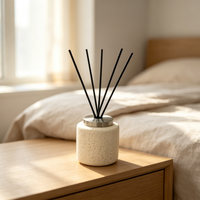 Bouteille diffuseur de parfum vide en résine texturée travertin beige, faite à la main, écologique, sans sulfate, style moderne et minimaliste