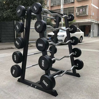 Équipement de gymnastique, haltères revêtus de caoutchouc, barre à boucle droite, ensemble de Fitness 10kg, 15kg, 20kg, 25 kg, 30kg, ensembles d'haltères fixes