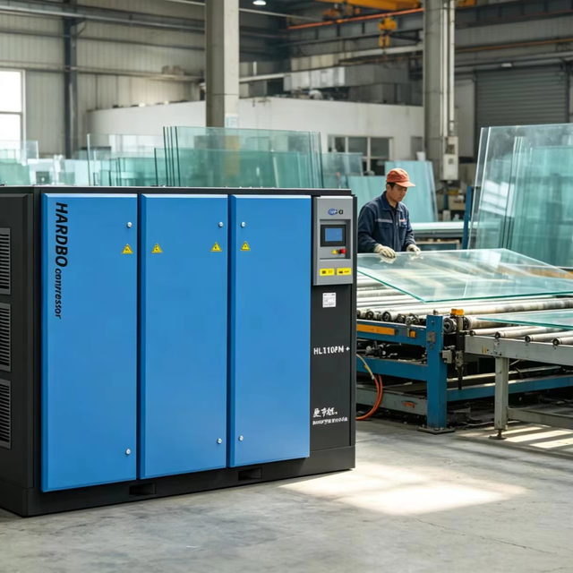 Hardbo 15kw 20hp 3-5bar Low-noise Permanent Magnet VSD Stationary Industrial Rotary Screw Air Compressor PLC Motor Air Cooled