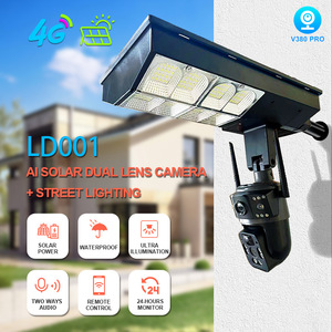 Lampadaire solaire avec caméra 16cm x 13cm, lumière LED extérieure étanche pour cour, surveillance par énergie solaire - Product Image 3