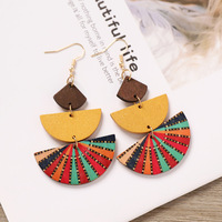 Anting Kayu Wanita Gaya Bohemia Desain Kupu-kupu Unik Motif Geometris Etnik Cetak Garis-garis Pesona Religius