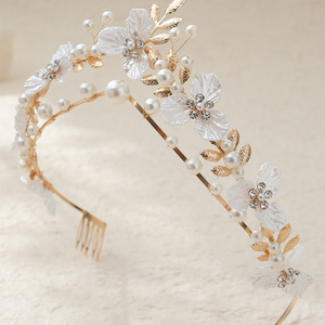 Nouvelle <span class=keywords><strong>Couronne</strong></span> de <span class=keywords><strong>Cheveux</strong></span> Élégante en Strass Rétro, Fleurs, Perles Argentées Double Couche et Feuilles – Accessoire Capillaire Tendance - Product Image 5
