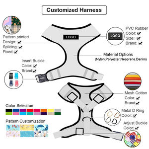 Kapal siap pabrik membuat kustom cetak tidak ada tarik tidak tersedak mudah berjalan anak anjing dapat disesuaikan <span class=keywords><strong>Harness</strong></span> dan tali Set untuk pelatihan - Product Image 2