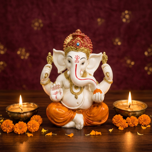 Statue de Ganesha en résine faite à la main en gros, figurine religieuse décorative pour la maison, le bureau ou la table - Product Image 1