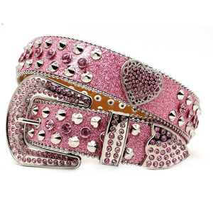 Western Luxury Herren Leder PU Kristall Strass Gürtel Designer mit Diamond Love Accessoires Hip-Hop Punk Trend Custom Gürtel - Product Image 4