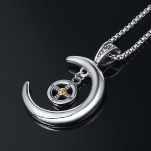 Collier pendentif lune thématique avec breloque étoile en alliage de zinc, serti de pierres, bijou cadeau SP703-704 - Product Image 3