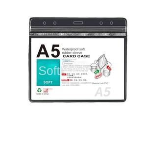 पारदर्शी ए 6 क्षैतिज कार्ड कवर वाटरप्रूफ सॉफ्ट पीसी कार्ड केस सामने की जेब ए 4 लेबल बैग बैज धारक सहायक - Product Image 6