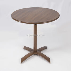 Venta al por mayor de madera de aspecto de aluminio redondo cafetería bar mesa de cóctel - Product Image 2