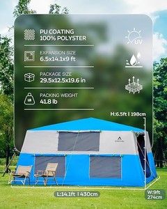 Carpa Inflable de Lujo, Grande, Impermeable, de PVC y Lona Oxford, con Bomba Portátil y Postes de Aluminio para Acampar al Aire Libre, Modelo PFIT04L - Product Image 2