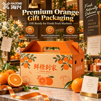 Boîte d'emballage pour fruits en carton ondulé recyclable, avec poignée, style à rabats, option de gaufrage, accepte les commandes personnalisées
