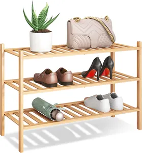New Arrival Bamboo Wooden Foldable Shoe Rack Storage Organizer Cabinet 3 4 Tier Folding Design Display For Closet Living Room