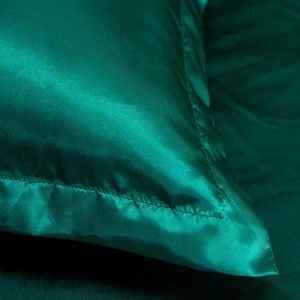 Parure de lit 4 pièces en satin de soie tissé, très grand lit, vert foncé, avec housse de couette et draps, haute qualité, toutes saisons, style européen - Product Image 5