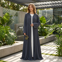 Abaya élégante en polyester pour le Moyen-Orient et Dubaï, faite à la main avec perles, longueur ras du sol, vêtements musulmans pour femmes, faible MOQ pour le commerce extérieur