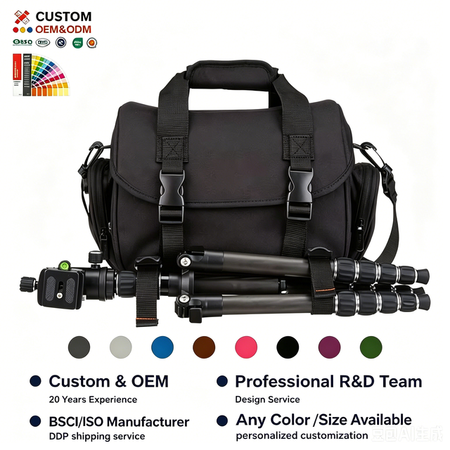 Custom Portable Adjustable Large Waterproof DSLR Shoulder Bag Crossbody Camera Lens Case Bag