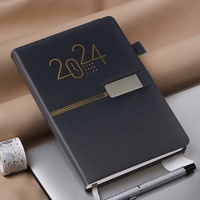 Journal planificateur à couverture rigide en cuir PU noir d'affaires carnet de notes personnalisé en lin tissu non daté avec boucle