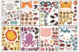 YALONG, venta al por mayor, YLWG10014, pegatinas impermeables para hacer una <span class=keywords><strong>cara</strong></span>, creatividad, reconocimiento <span class=keywords><strong>de</strong></span> niños, entrenamiento, educación, juguete, pegatina <span class=keywords><strong>de</strong></span> animales - Product Image 5