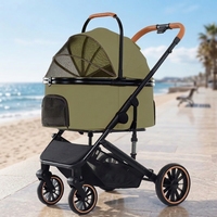Poussette pour animaux de compagnie légère SJL, capacité 15 kg, avec cadre pliable et panier amovible.