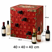 Boîte de calendrier de l'avent pour vin personnalisée de luxe, 24 jours, emballage cadeau pour bouteilles miniatures de Noël et du Nouvel An avec tiroirs individuels