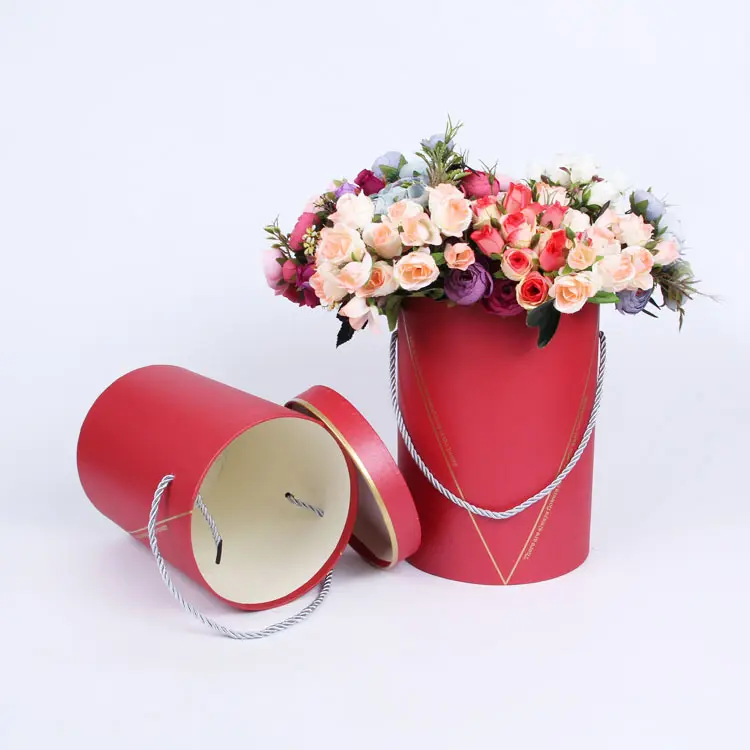 Caixa de papelão para presente grande personalizada, cilindro redondo preto personalizado de luxo, caixa de flores, caixa de papelão