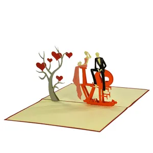 저렴한 가격 수공예 사랑스러운 로맨틱 신부 발렌타인 팝업 카드 베트남 공급 업체 최고 판매자