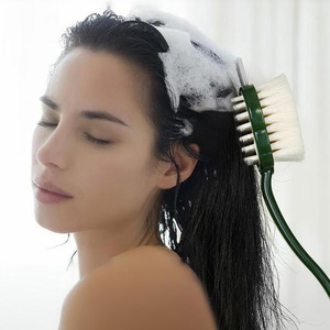 Three In One <b>Long</b> <b>Handle</b> Bath <b>Brush</b> Soft Bristle Back Scrubber Massage Shower <b>Brush</b> Oval Shape PP Material - Product Image 3