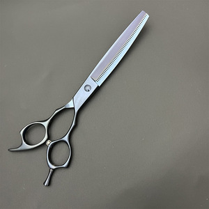 กรรไกรตัดขนสัตว์มืออาชีพ ขนาด 7.5 นิ้ว ใบมีดโค้งทำจากเหล็กกล้าไร้สนิม 440C ด้ามจับสีน้ำเงินโคบอลต์ สำหรับตัดขนสุนัข - Product Image 4