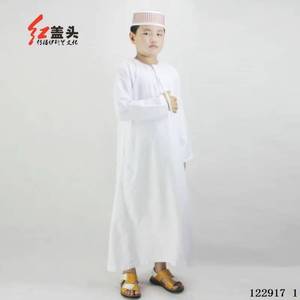 Abaya infantil informal y ligera con cuello redondo y mangas largas, ropa étnica árabe para la oración del Ramadán. - Product Image 1