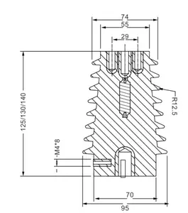 CG5-12KV/100*125 개폐기를 위한 고전압 에폭시 수지 감지기 공통로 포스트 지원 절연체