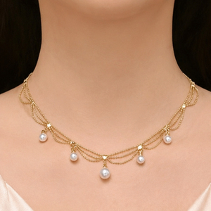 Elegant Pearl Layered Choker <b>Necklace</b> for Women Gold Plated Bridal Wedding Jewelry Fashion <b>Statement</b> <b>Necklace</b> - Product Image 3