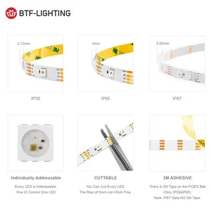 144 Rgb Led Strip DC12V WS2815 3.28ft 144 Pixels IP30 65 67 RGB Dream Color Programmable Led Strip