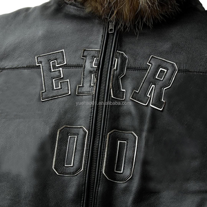 Giacca Bomber da Uomo Personalizzata di Alta Qualità con Ricamo, <span class=keywords><strong>Giubbotto</strong></span> Largo <span class=keywords><strong>Oversize</strong></span> con Zip e Cappuccio <span class=keywords><strong>in</strong></span> Pelliccia Sintetica, Capospalla Invernale <span class=keywords><strong>in</strong></span> <span class=keywords><strong>Pelle</strong></span> - Product Image 3
