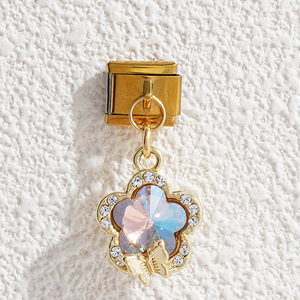 Cross Border Italian Modular Pendant Bracelet Zinc Alloy Crystal Rhinestone Bezel Setting Unisex Gift Charm Bracelet - Product Image 3