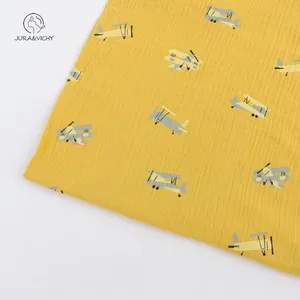 Stock print muslin animal cartoon patterned cotton printed double gauze fabric wholesale by the yard for baby dresses blanket