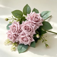 Fleurs artificielles en soie Austin à 7 têtes en tissu brossé, roses réalistes pour mariage, remise de diplôme, décoration de Noël, faites à la main, modernes