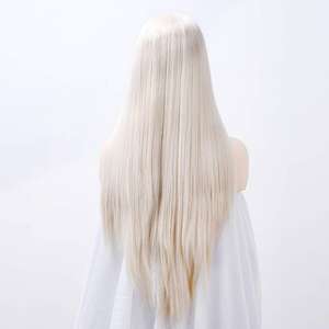 Parrucca U-Part in <span class=keywords><strong>Capelli</strong></span> Umani Vergini Brasiliani 100% Naturali di Alta Qualità, Liscia e alla Moda, Bionda 6A, con Pizzo Francese <span class=keywords><strong>per</strong></span> Donne Bianche - Product Image 2