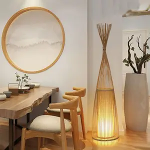 Yeni parlaklık tasarım iç aydınlatma heroom oturma odası dekorları bambu zemin standı lambası