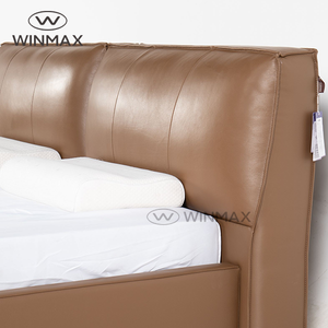 Modern Light Luxury Brown Leather Upholstered Comfortable <strong>Bed</strong> King Size Queen Size Wooden <strong>Pine</strong> Iron <strong>Frame</strong> for Bedroom - Product Image 5