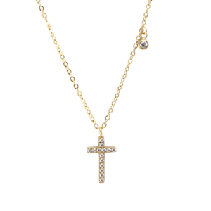 Collar cristiano minimalista delicado, Cruz de Jesús religiosa de moda con diamante, acero inoxidable chapado en oro de 14 quilates para regalo - Product Image 5